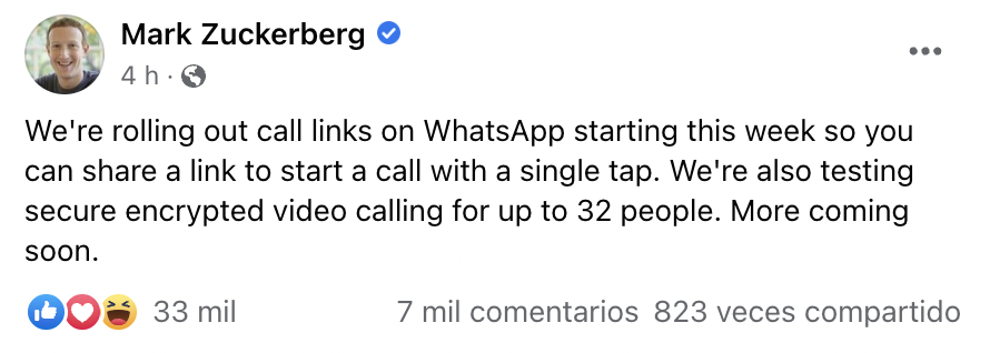 Enlaces de Llamadas: Nueva función de WhatsApp